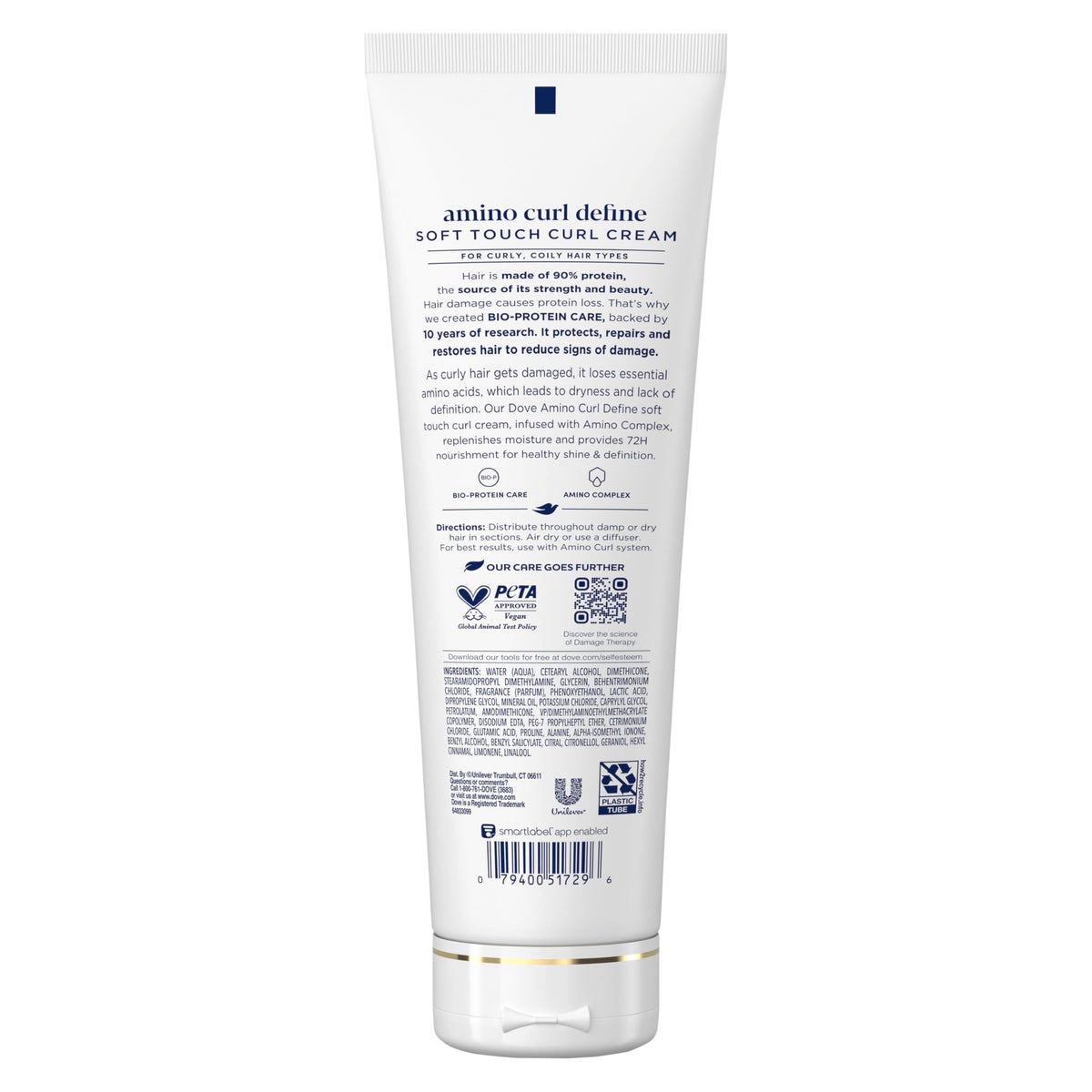 Dove Amino Curl cream open texture close-up illustrating smooth consistency