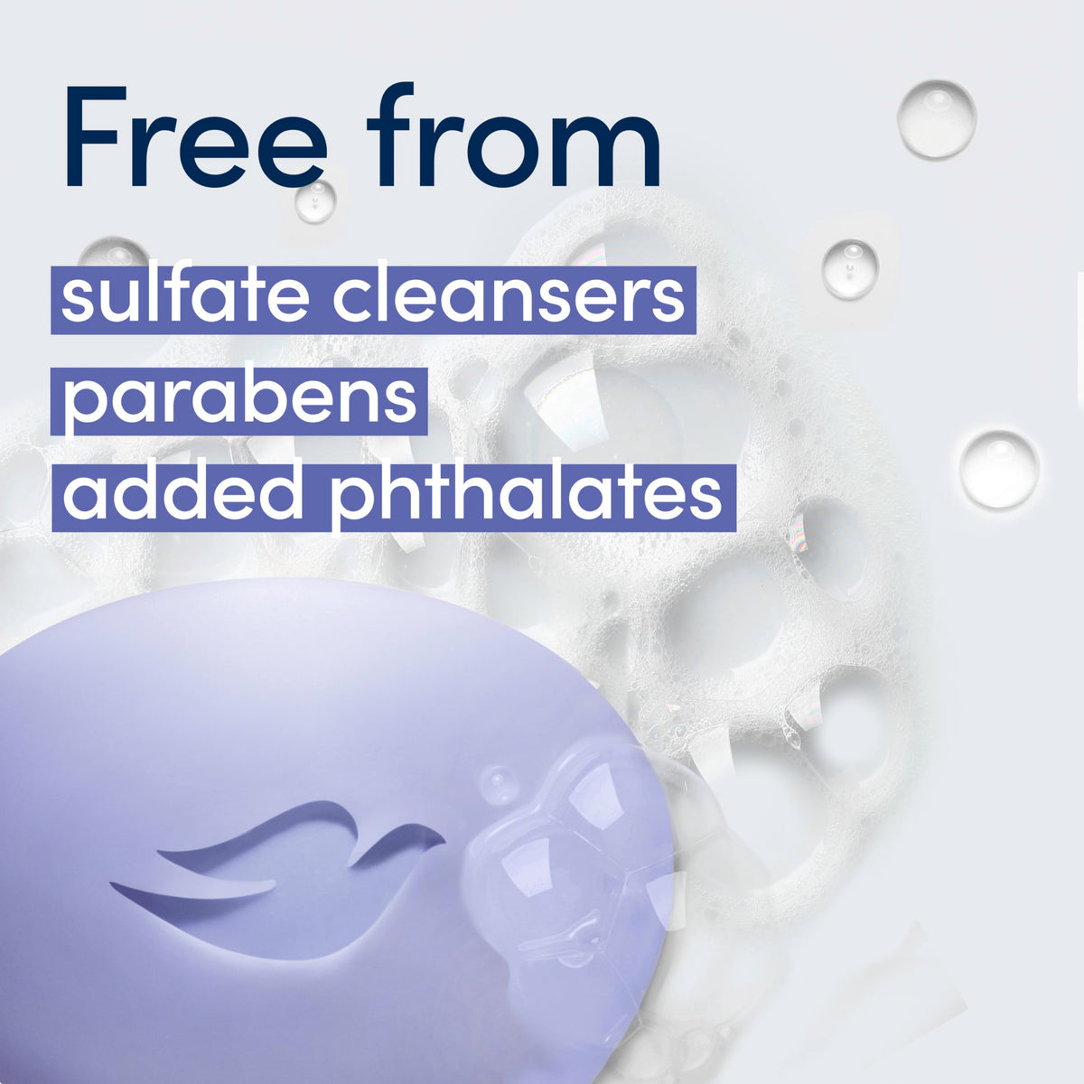 Dove product label and ingredient list showing plant-based cleanser benefits