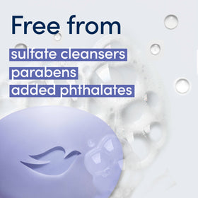 Dove product label and ingredient list showing plant-based cleanser benefits