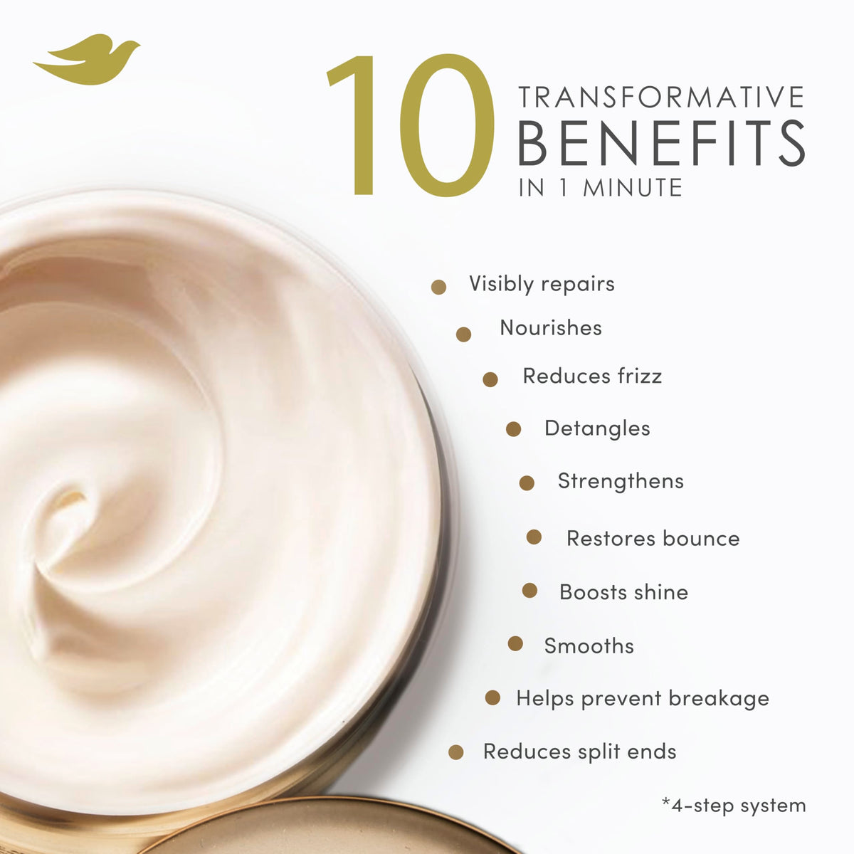 Applying Dove mask while massaging hair to boost absorption and strength