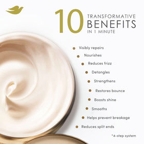 Applying Dove mask while massaging hair to boost absorption and strength