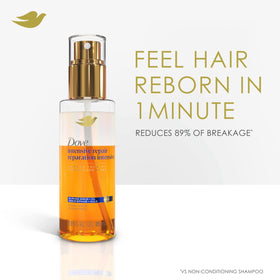 Dove applying serum to mid-lengths to smooth frizz and reduce split ends