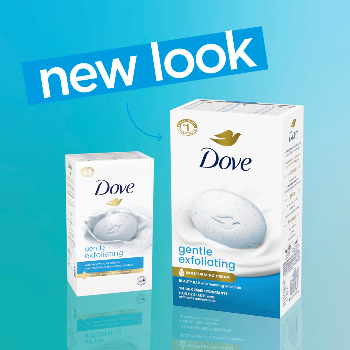 Dove close-up of exfoliating beads highlighting gentle exfoliation