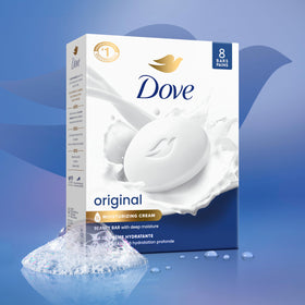 Dove bar producing rich lather in hand for gentle cleansing benefit