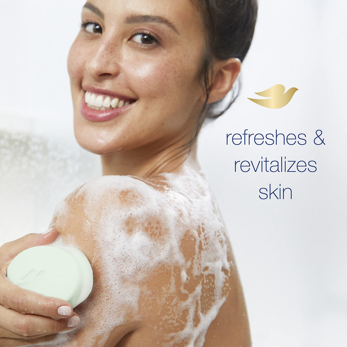 Dove bar soap close-up texture highlighting creamy lather