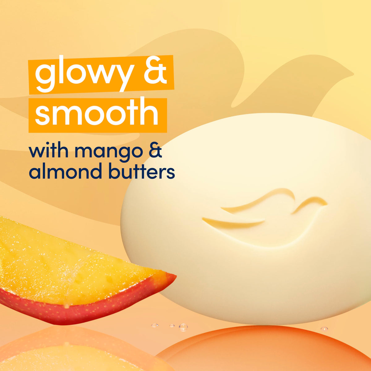 Mango and almond butters next to Dove bar illustrating natural nourishing benefit
