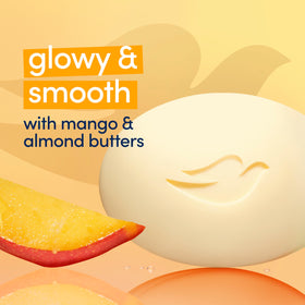 Mango and almond butters next to Dove bar illustrating natural nourishing benefit