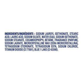 Close-up of Dove ingredient label showing pH-balanced, sulfate-free formula benefit
