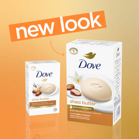 Single Dove shea butter beauty bar top view highlighting creamy texture
