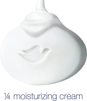 Dove beauty bar held in hand showing 4oz size and travel-friendly benefit