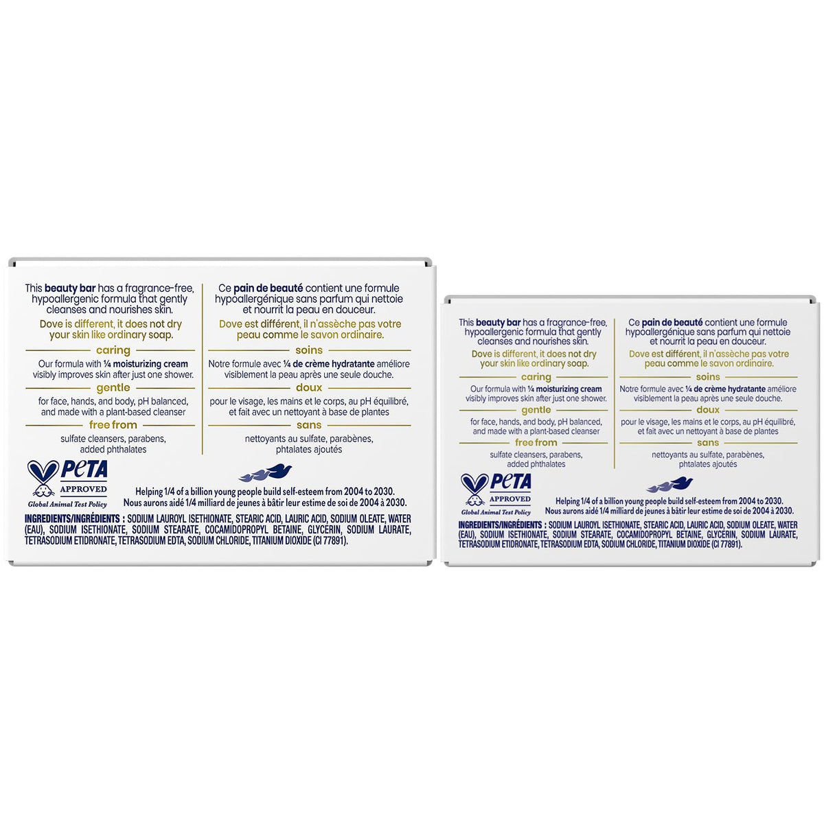 Dove two size bars side by side demonstrating versatile use