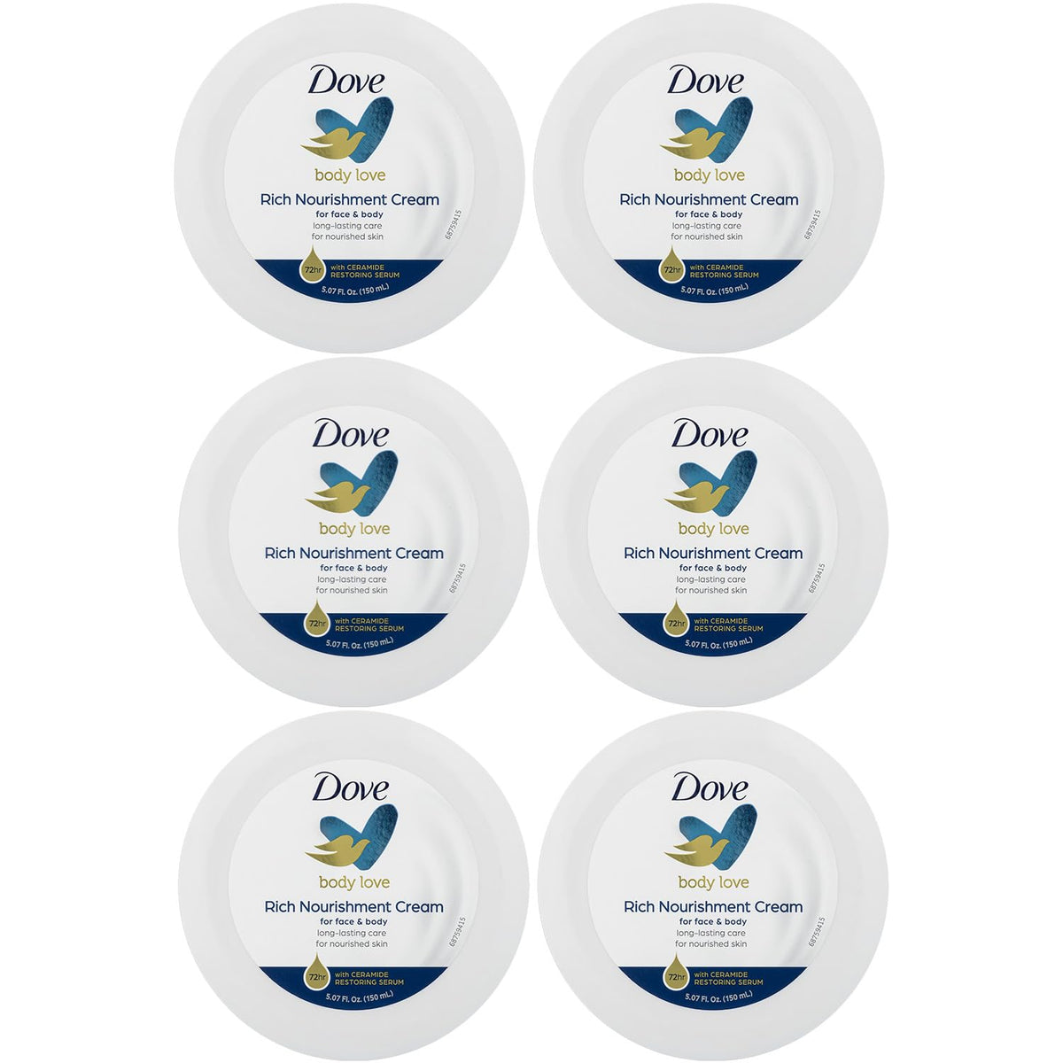 Dove jar front view showing label and moisturizing benefit