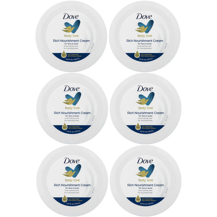 Dove jar front view showing label and moisturizing benefit
