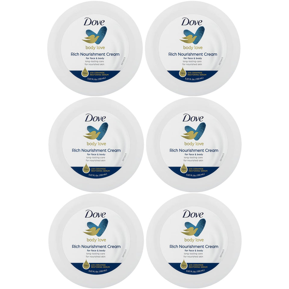 Dove jar front view showing label and moisturizing benefit