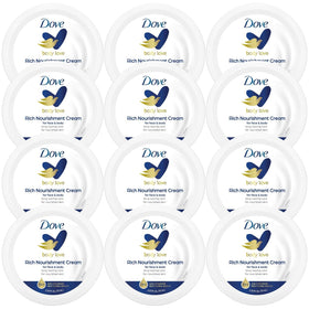 Dove front jar showing label and compact travel size benefits
