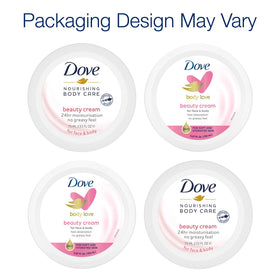 Applying Dove cream to hands demonstrating quick absorption and soft feel