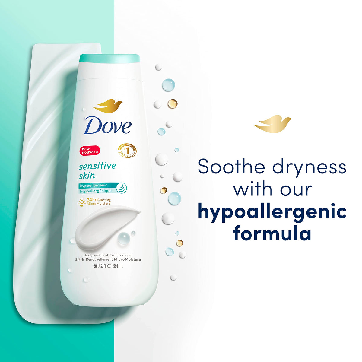 Dove body wash creamy lather closeup demonstrating moisturizing texture benefit