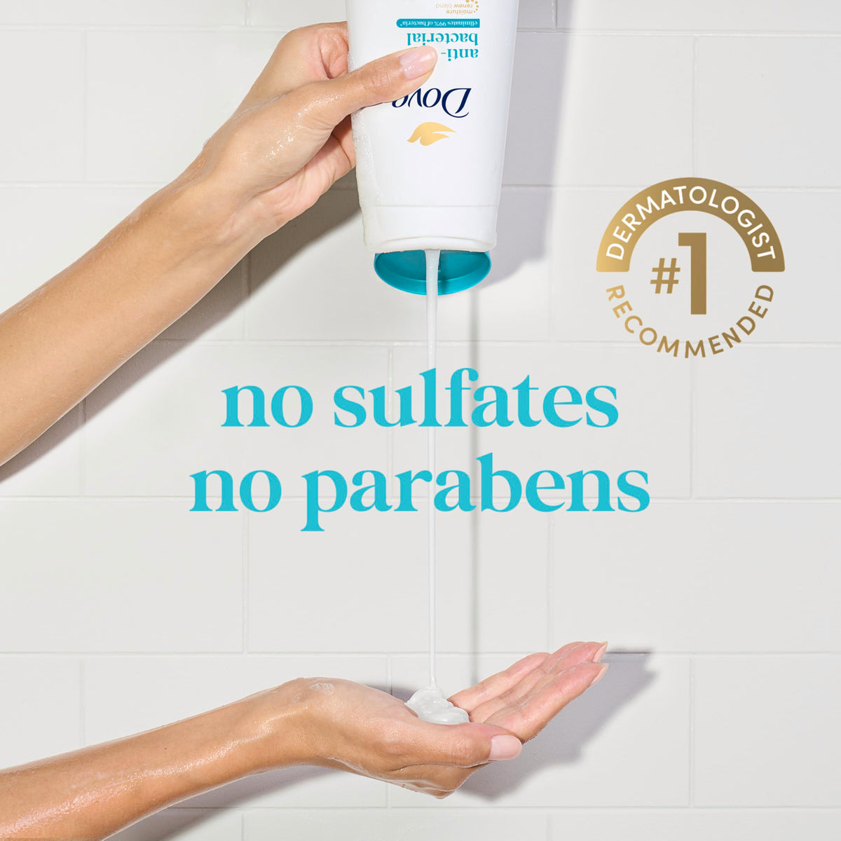 Dove lather on loofah illustrating rich foam and gentle cleansing