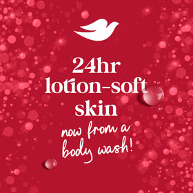 Dove body wash poured on palm demonstrating easy application benefit