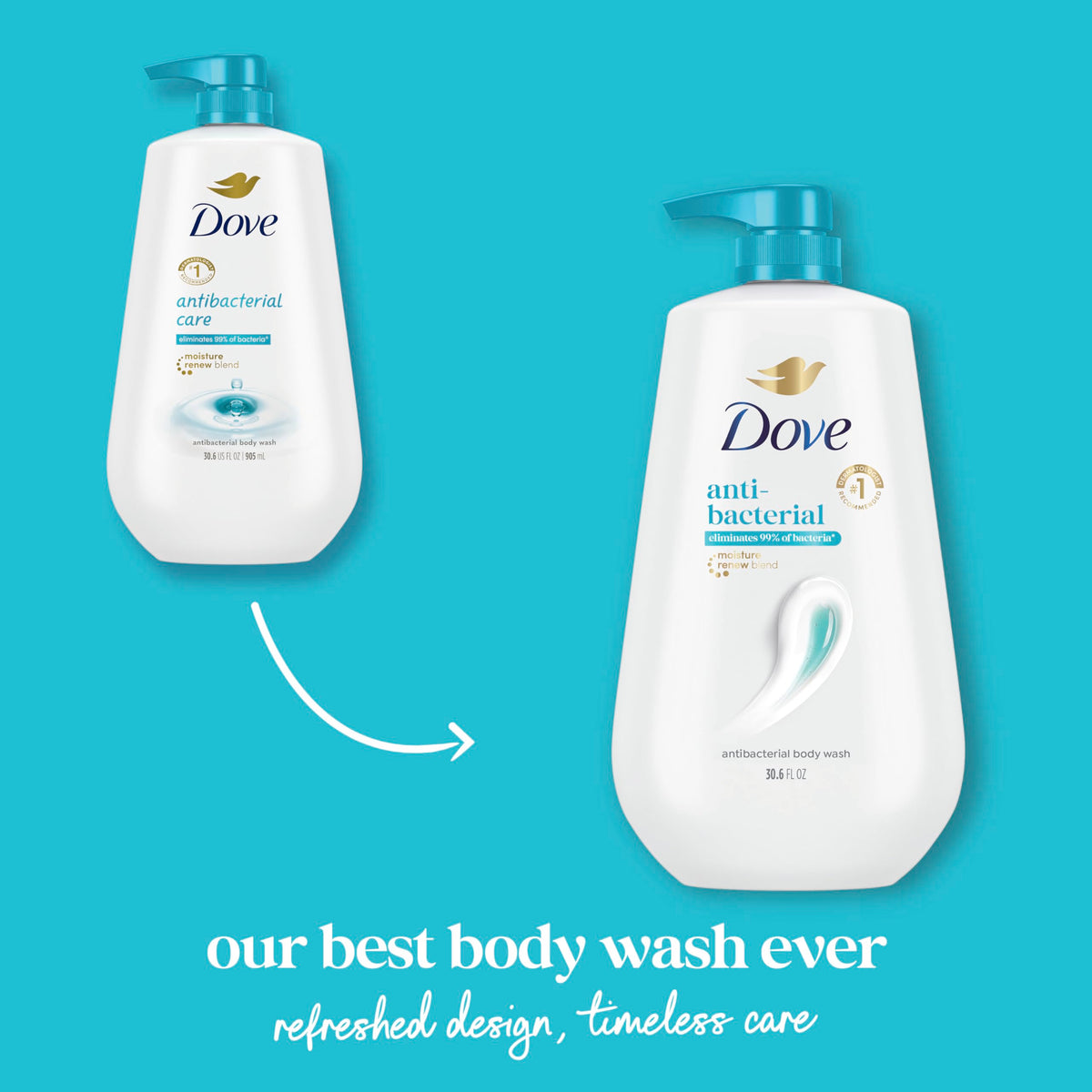 Dove gel texture droplet highlights moisture-rich formula and smooth feel
