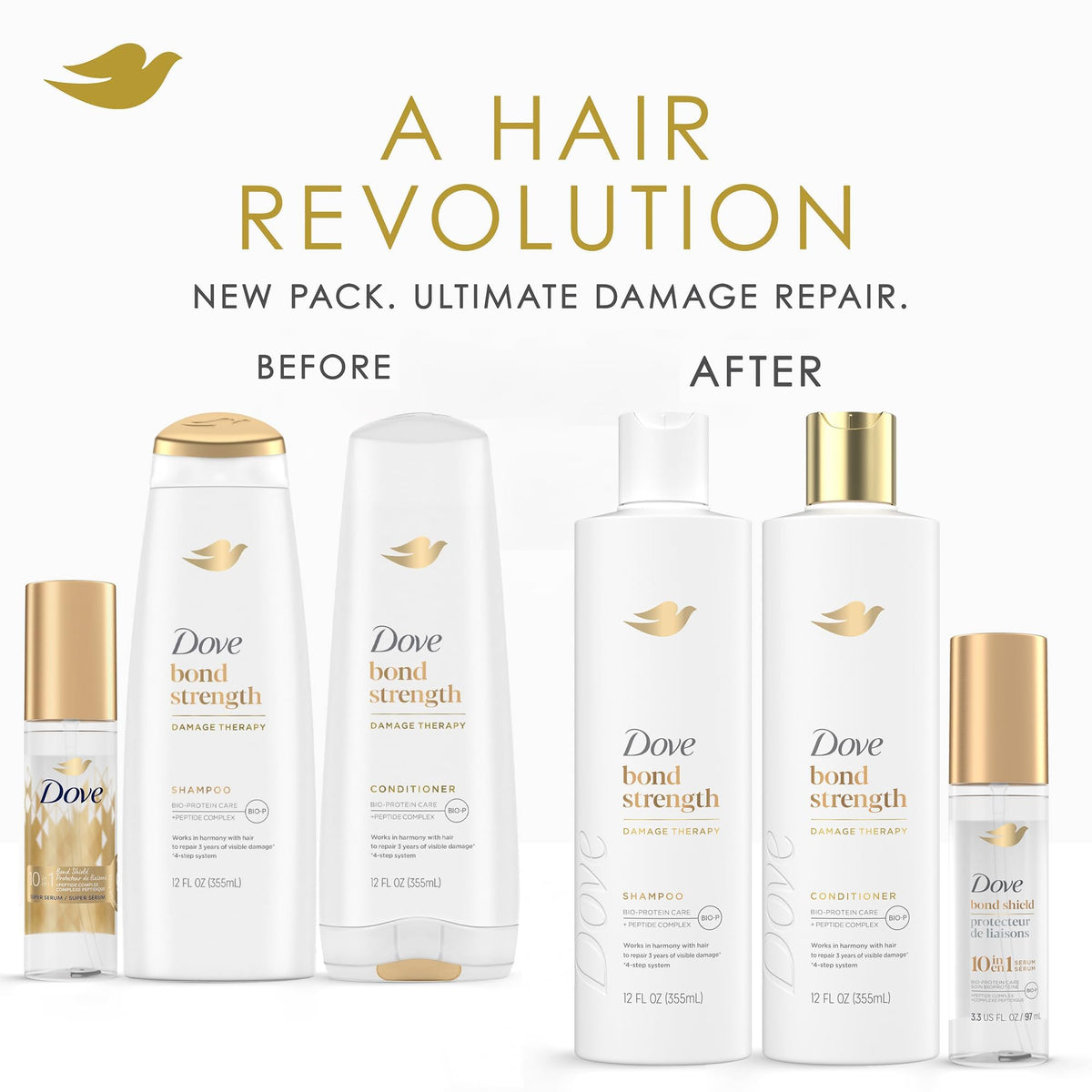 Dove conditioner bottle detail highlighting smoothing formula and easier detangling