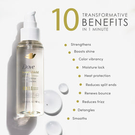 Dove being applied to hair ends to show repair focus and smoother tips