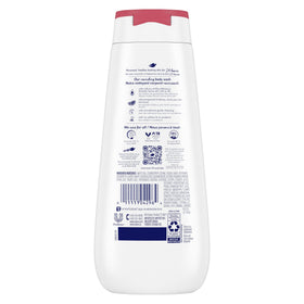 Dove label highlighting 100% recycled plastic bottle and eco-friendly benefit