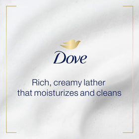 Dove creamy lather texture demonstrating rich moisture and softening action