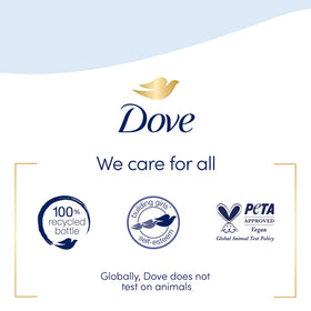 Dove displayed in bathroom lifestyle setting promoting hydrated hands after use