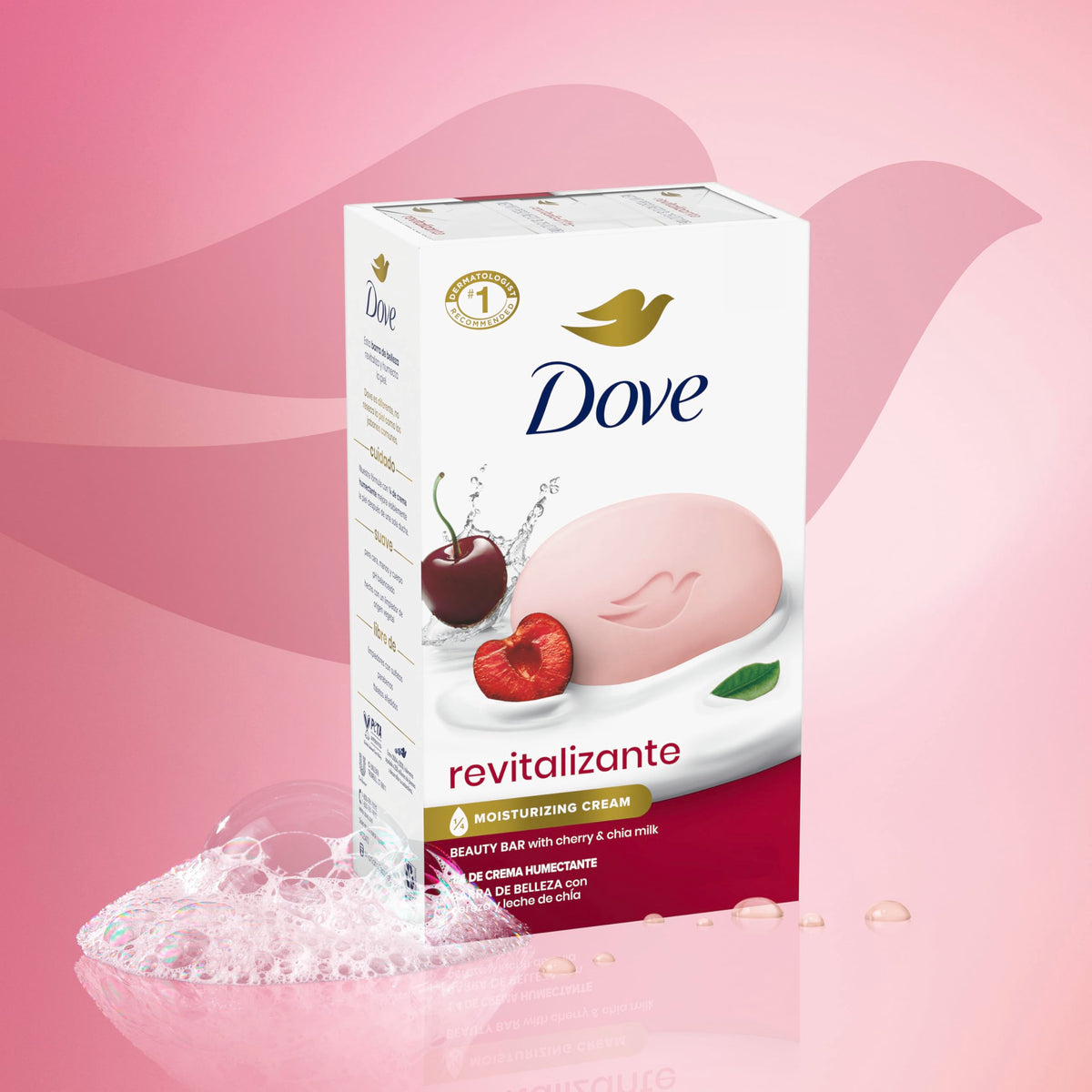 Dove texture detail with chia-inspired visual highlighting nourishing formula