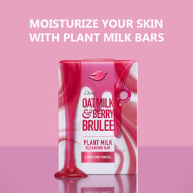 Dove close-up of bar texture highlighting plant-milk moisture delivery