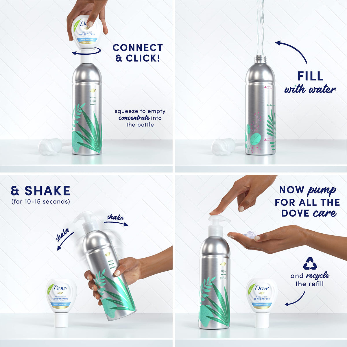 Dove concentrate liquid close-up highlighting smooth texture and moisturizing benefit