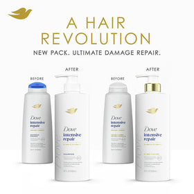 Dove conditioner bottle close-up showing smoothing and detangling benefits