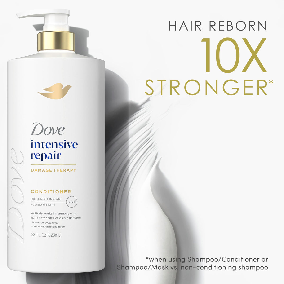 Dove conditioner applied to wet hair for detangling benefit