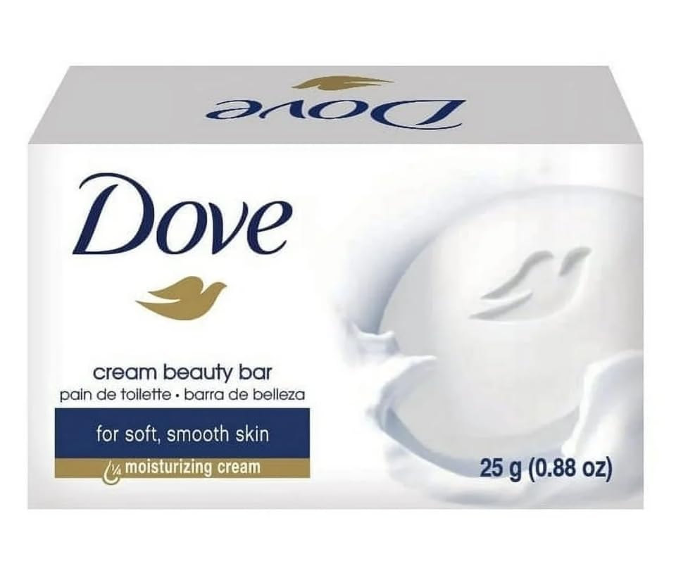 Dove single unwrapped bar close-up highlighting smooth texture and moisture