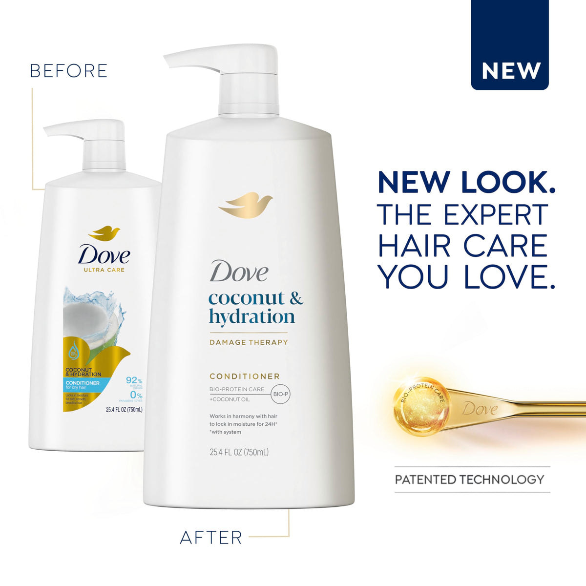 Dove conditioner cream pour texture showing smooth application benefit