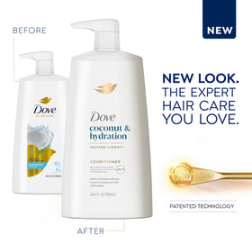 Dove conditioner cream pour texture showing smooth application benefit