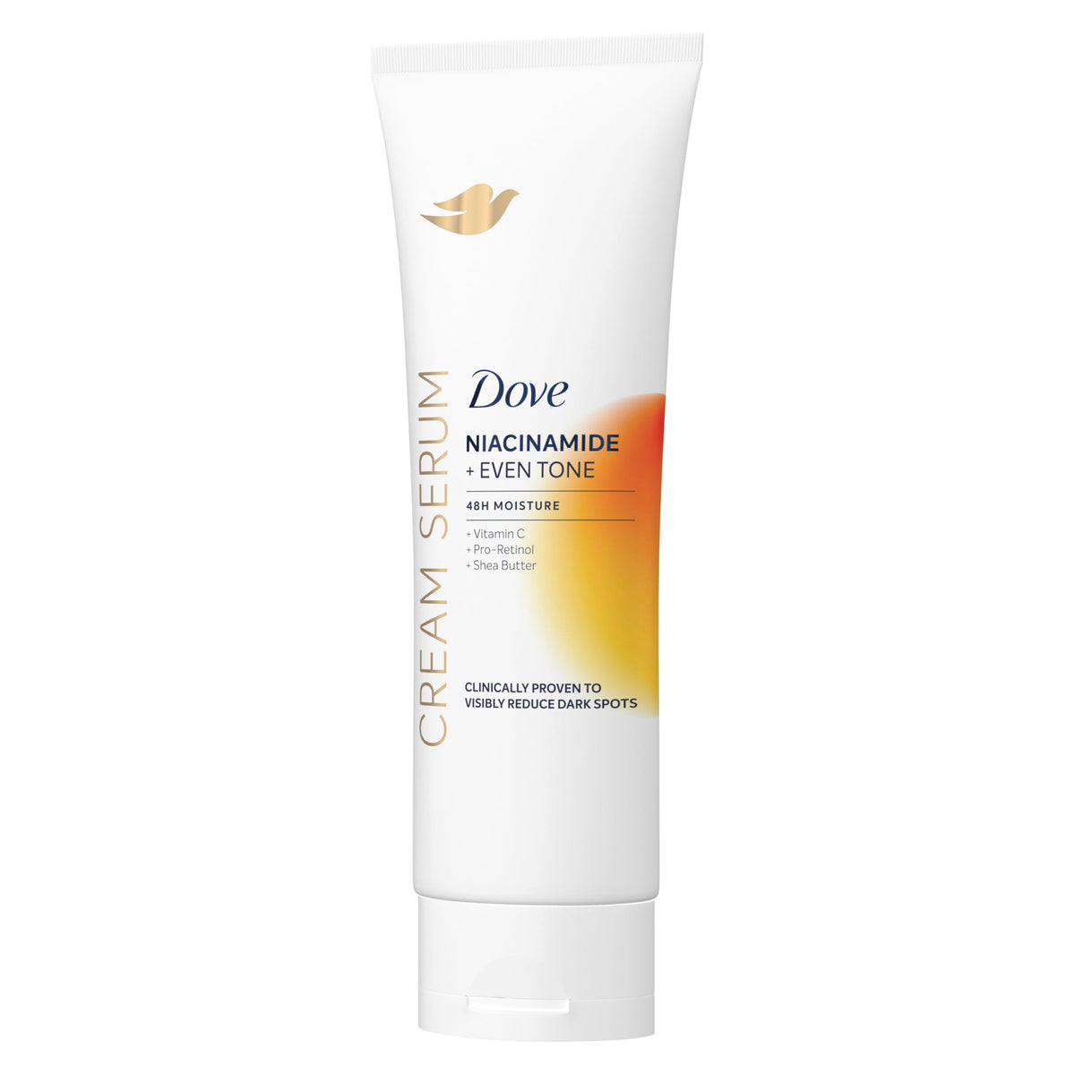 Dove cream serum front packaging shows product and even-tone benefit
