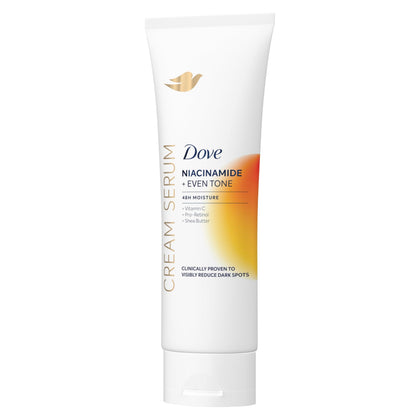 Dove cream serum front packaging shows product and even-tone benefit