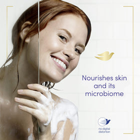 Dove creamy lather texture demonstrating rich moisturizing foam