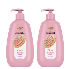 Dove bottle front packaging showing confetti cake scent and moisturizing benefit
