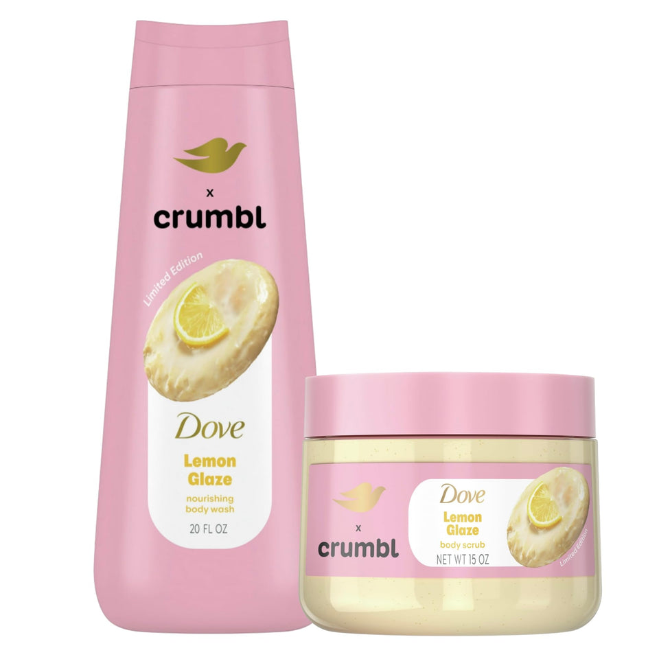 Dove Crumbl lemon glaze front packaging showing scent and size benefit