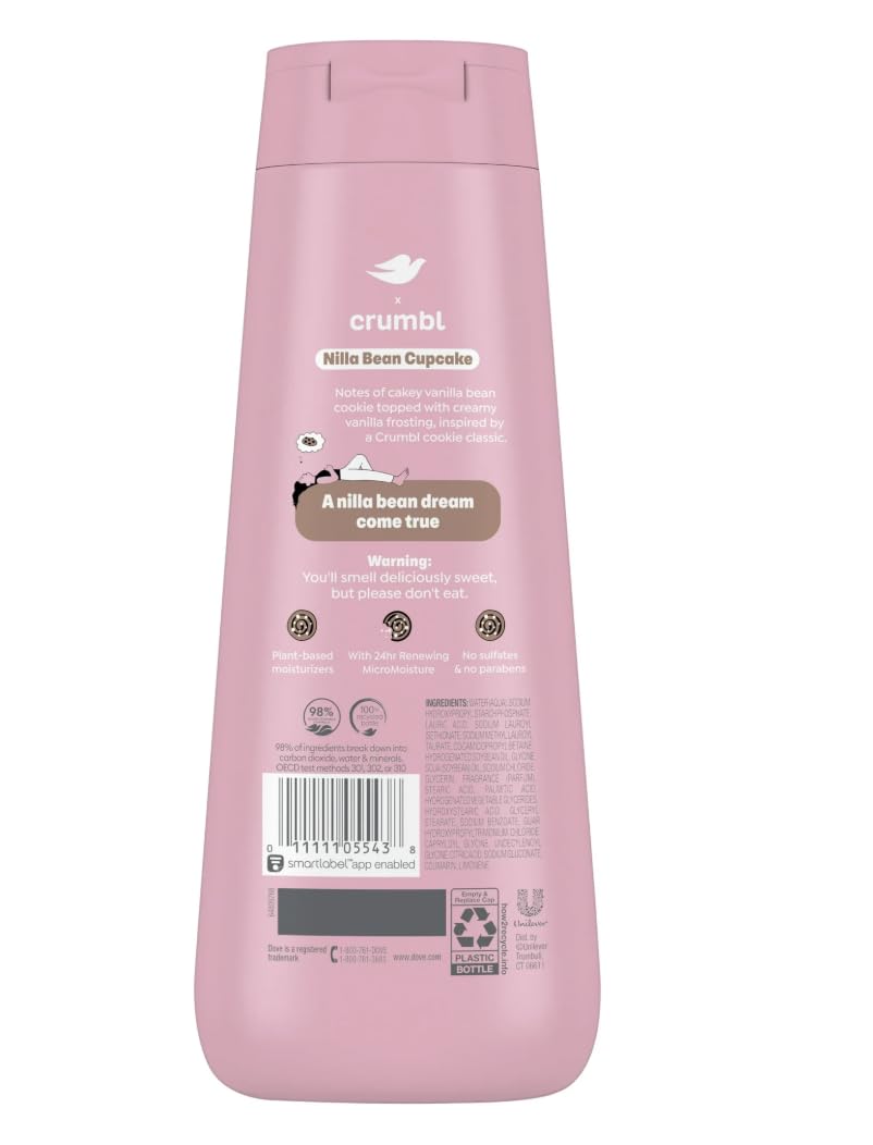 Close-up of Dove lather from Nilla Bean Cupcake wash, showing creamy foam and moisturizing benefit