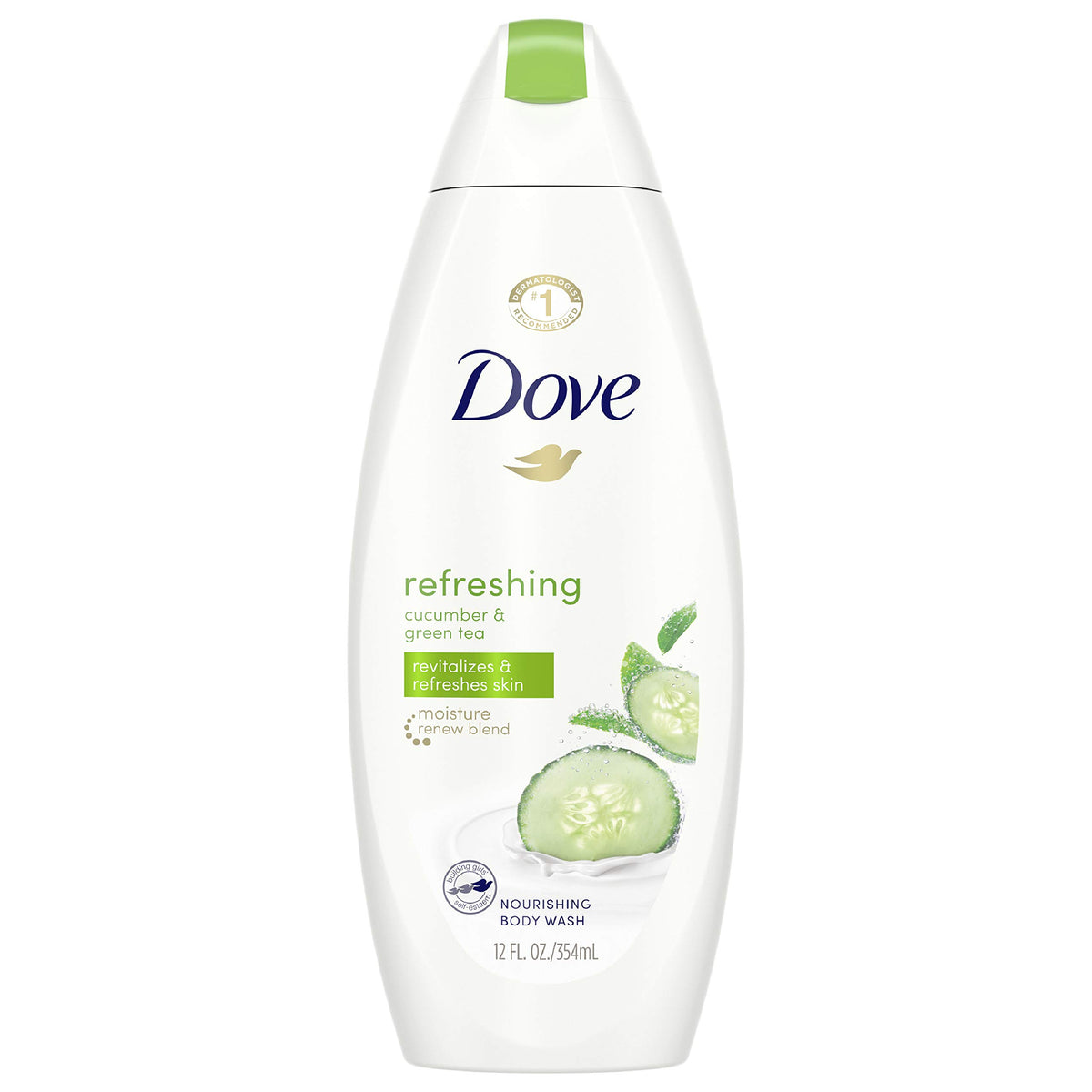 Dove front packaging showing cucumber and green tea scent and benefit