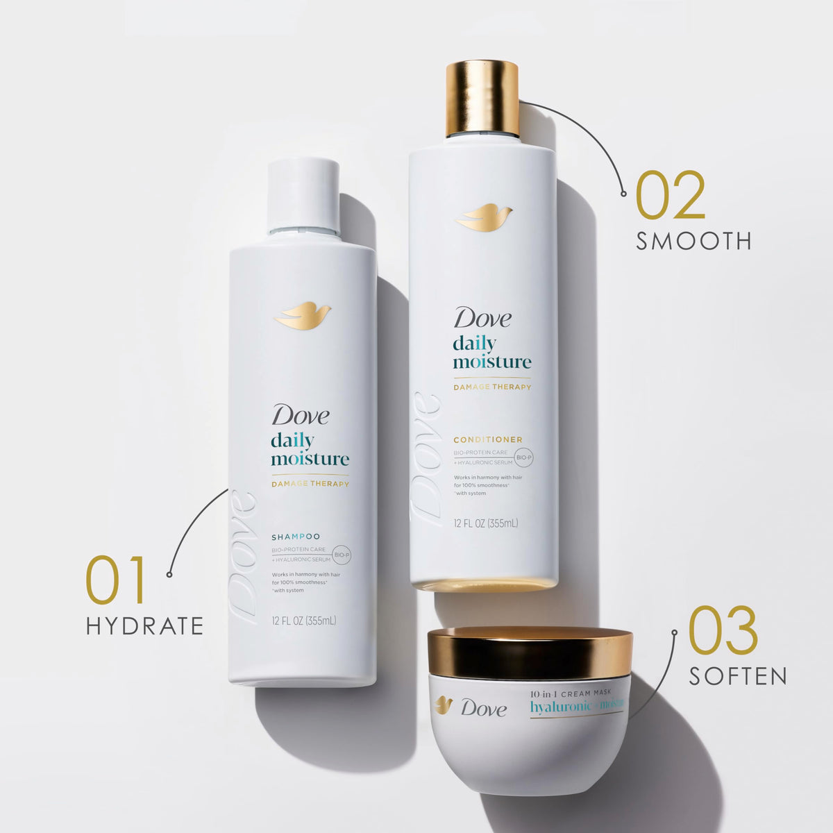Dove product label close-up highlighting moisturizing formula details