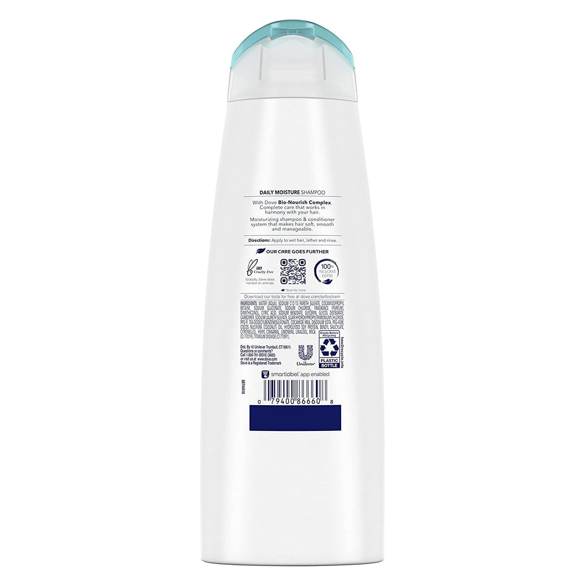 Dove cap and pump detail highlighting easy dispensing and control