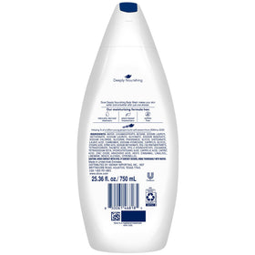 Dove body wash being poured into palm for rich moisturizing lather