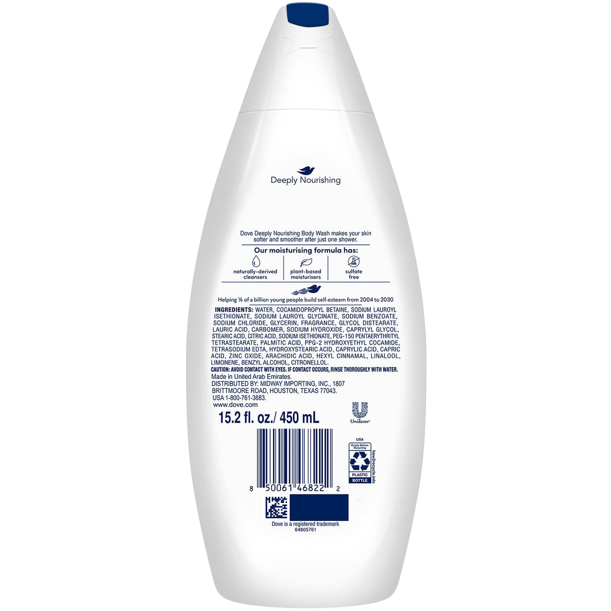 Dove pump close-up highlighting easy dispensing and controlled usage benefit