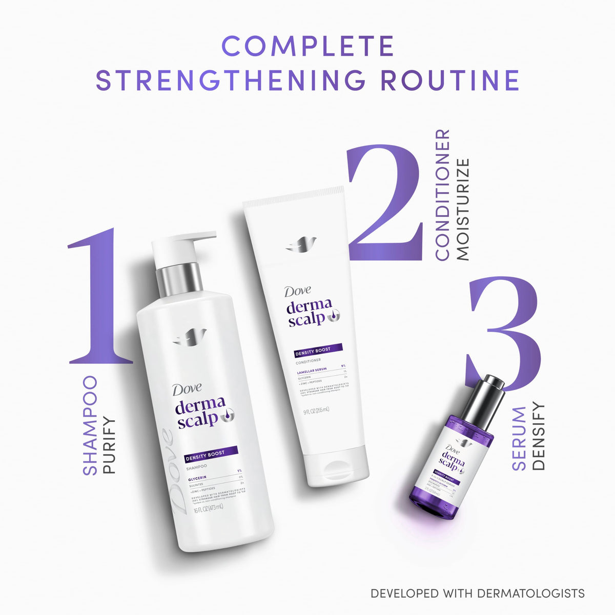 Dove shampoo in bathroom lifestyle setting promoting routine use and confidence
