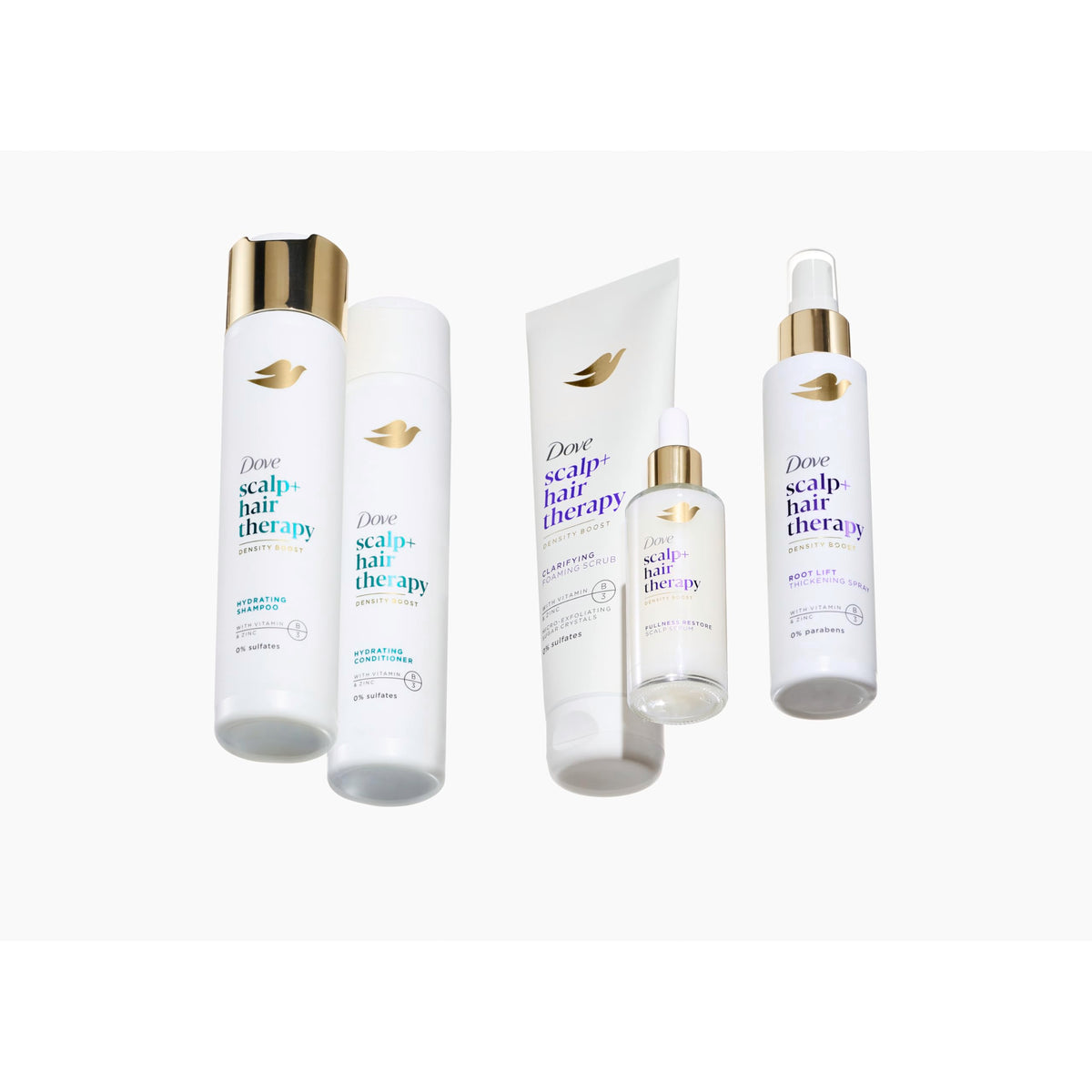 Dove bottle staged in bathroom to show easy daily routine benefit